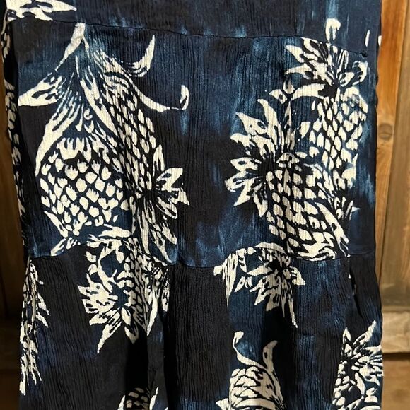 Pineapple Moon dress pineapples navy white short handmade Large Indonesia - Picture 4 of 7